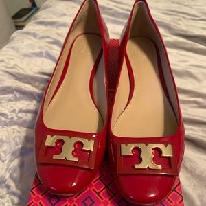Tory Burch red patent Gigi pump